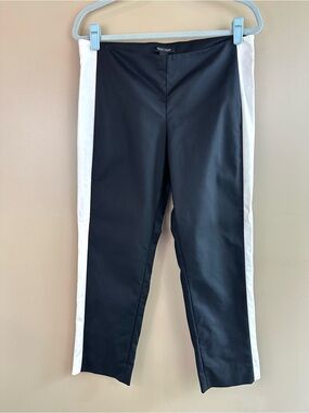 White House Black Market Taper Ankle Side Stripe Pants Black White Size 10R